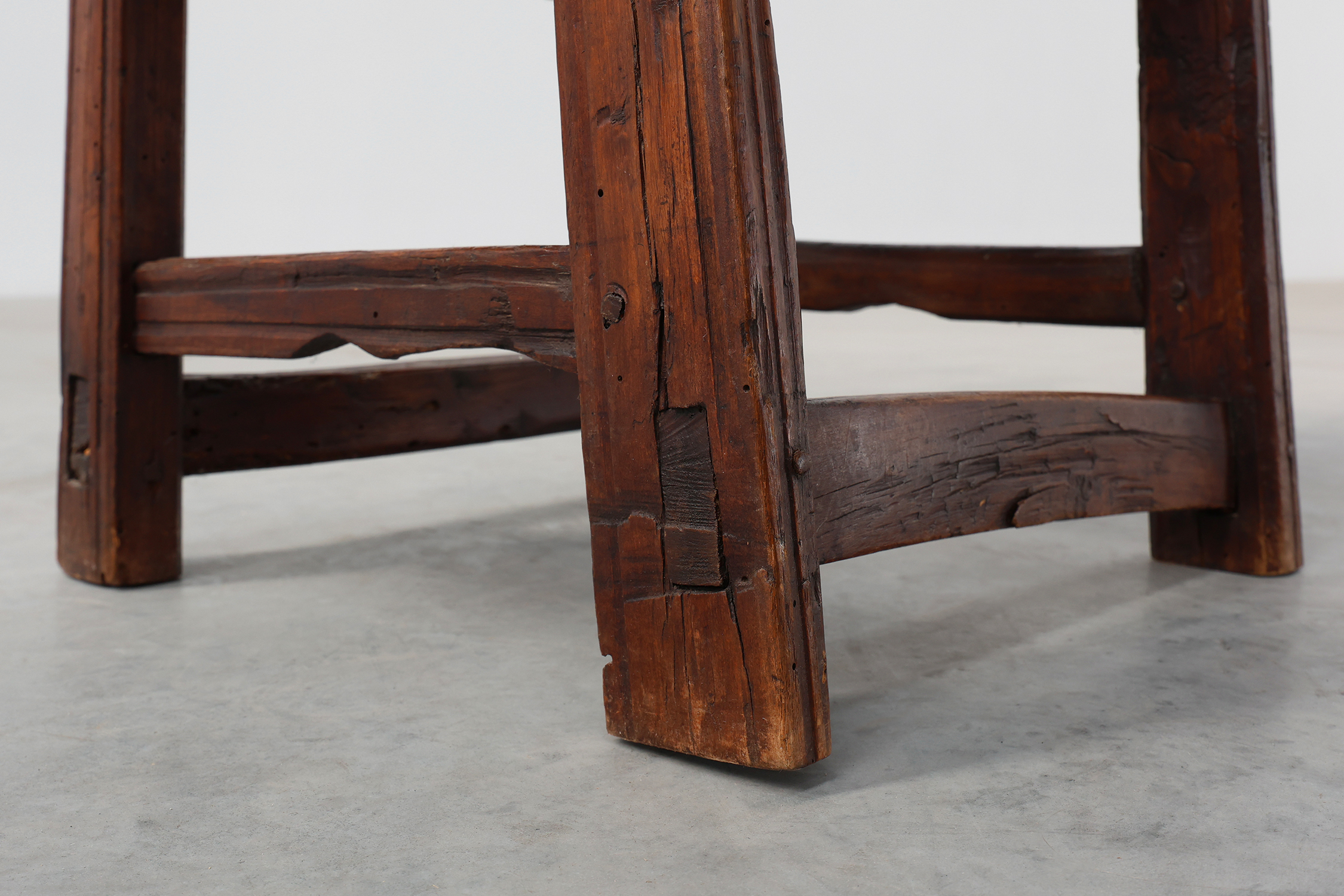 Spanish 17th Century oak side table with drawer in Wabi Sabi stylethumbnail